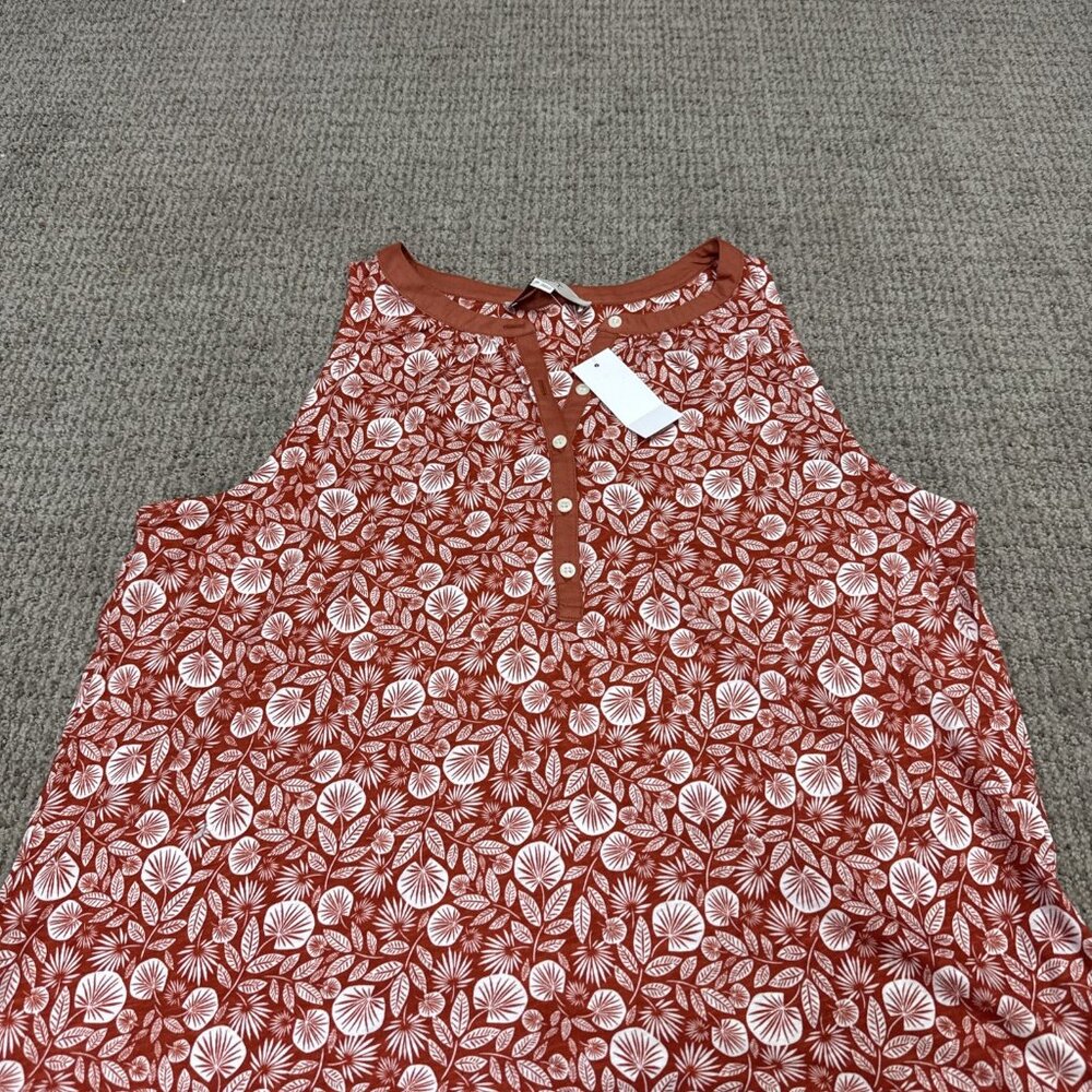 Loft Blouse Red White Floral Sleeveless Women’s Size XS NWT - Picture 5 of 11